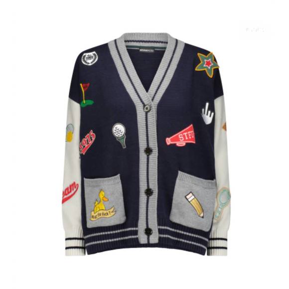 MINNIE ROSE Sweaters - NEW MINNIE ROSE oversized cardigan with patches in navy blue